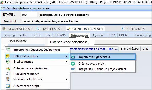 Import vers générateur PLC